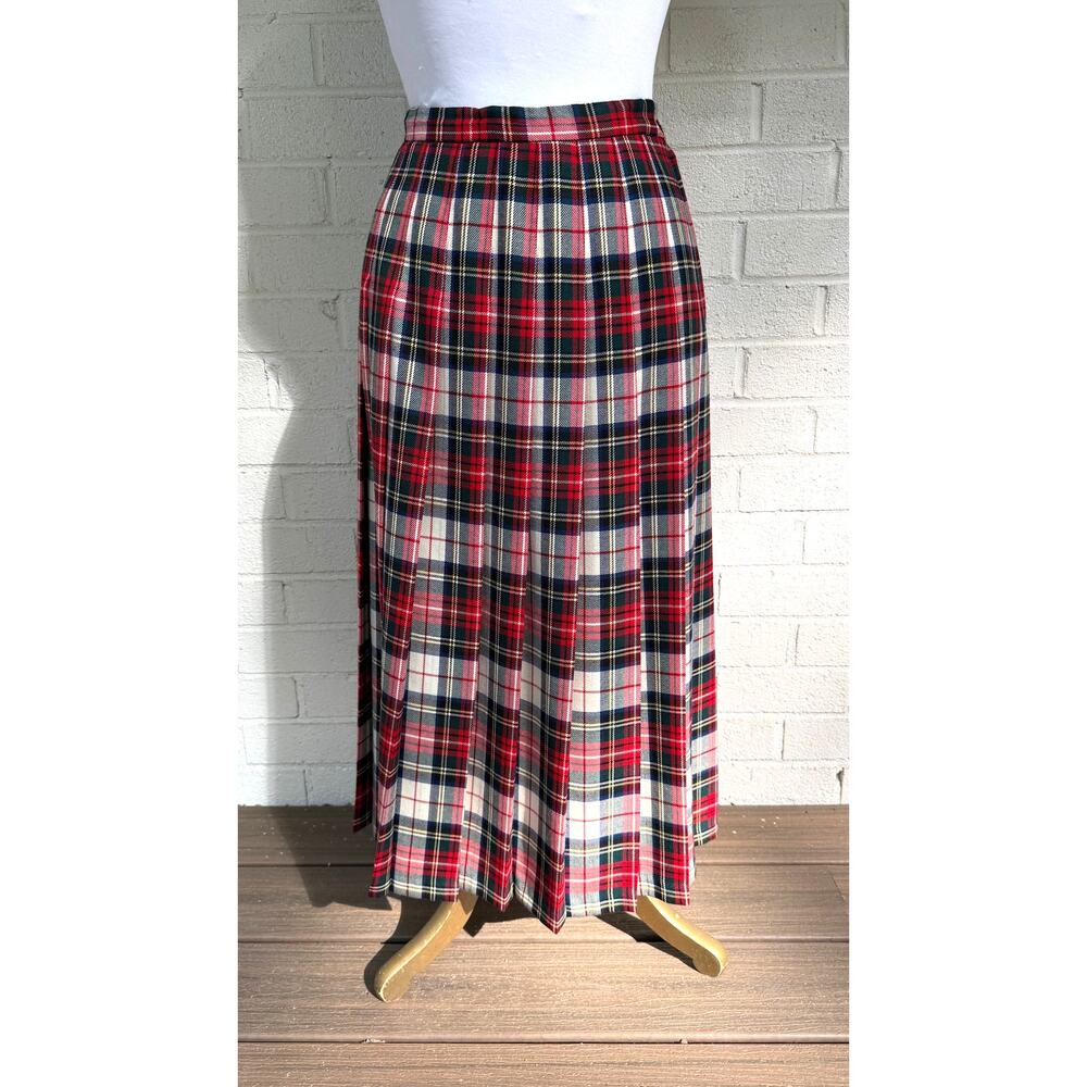 Vintage Pendleton Stewart Tartan Pleated Virgin Wool Midi Skirt USA 31 Waist - Picture 2 of 7